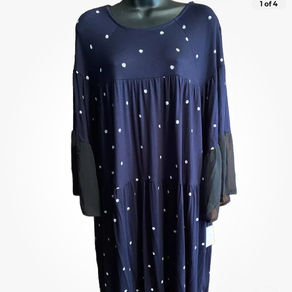 NWT Matti Mamane Polka Dot Shift Vivian Dress Size Large - Picture 1 of 4